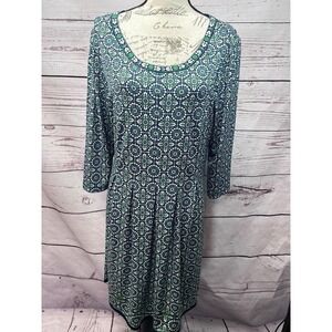 Max Studio Green White Blue Floral Pattern‎ Button-Up Dress Size XL